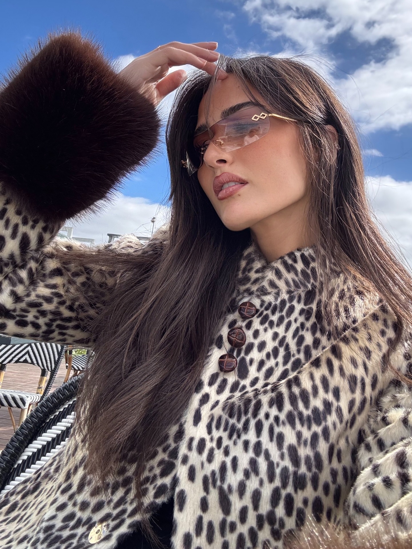 Vintage Women's Leopard Jacket Shoulder Pad Long Sleeves Faux Fur Patchwork Fitted Coats Female Autumn Winter Lady Outwear