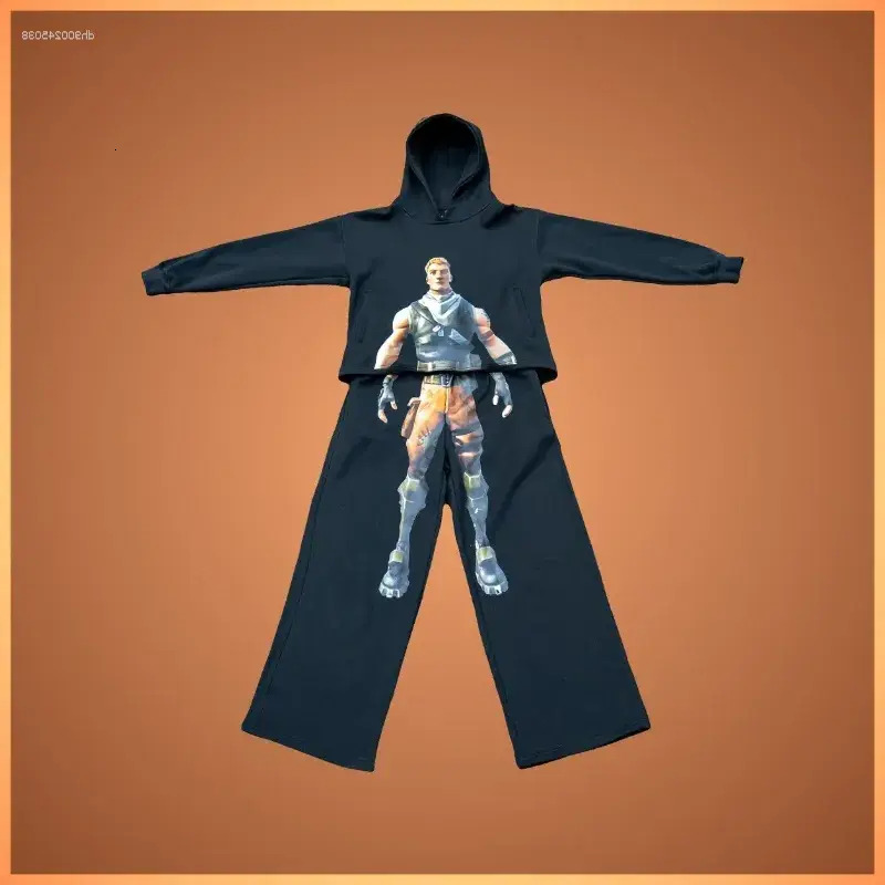 swear set Men Tracksuit Men's Tracksuits 2 Pcs Hoodies Co Ords Jonesy Tracksuit Character Printed Pattern Sets Simulation Funny Hip Hop Streetw
