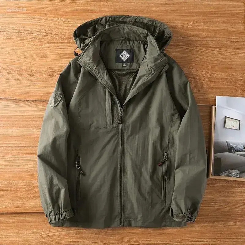 Men Short Jacket Men's Jackets 2026 Spring Windbreaker For Men Motorcycle Waterproof outerwear Hooded Jacket Male Camping Outdoor Hiking Coat C