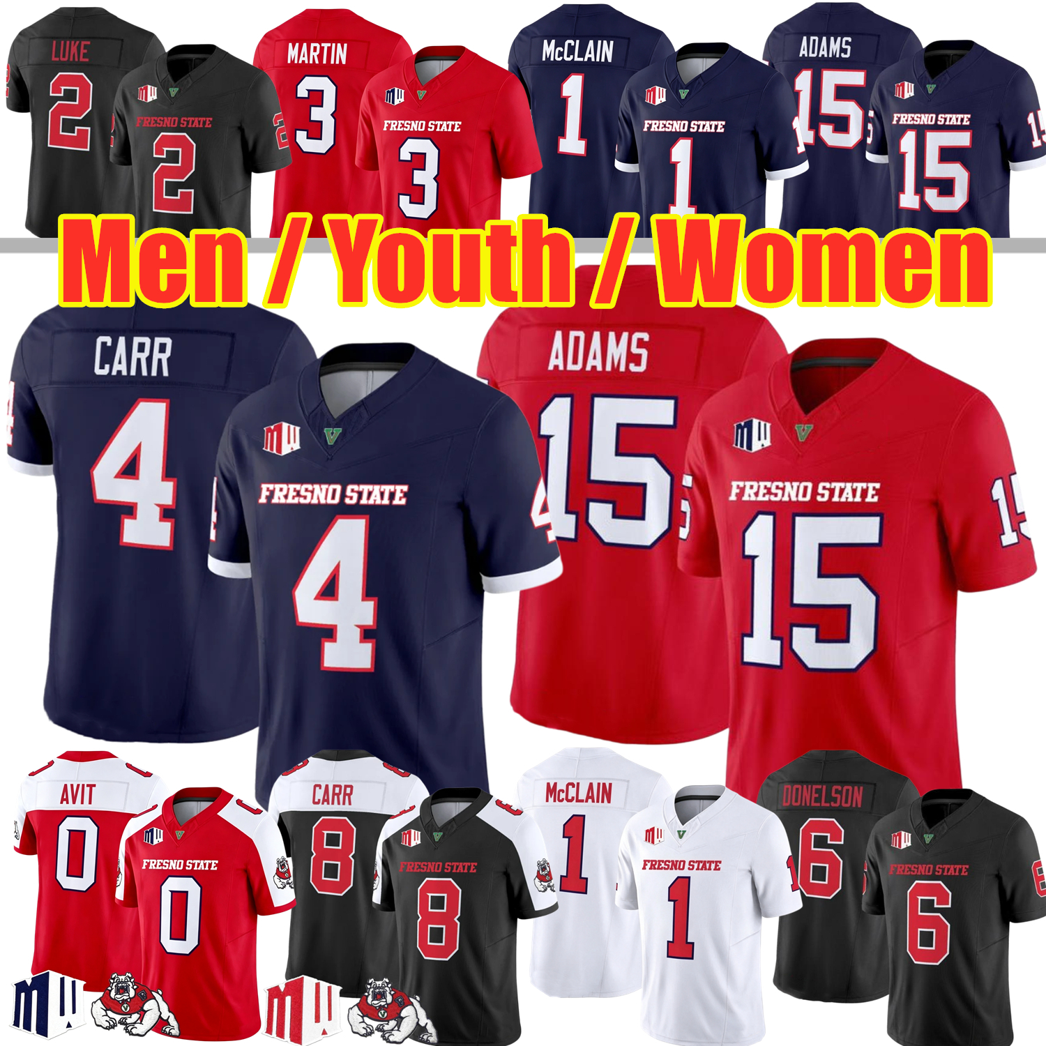 Fresno State Football Jersey College Jayden Mandal Khristian Martin David Derek Carr Davante Adams Ezekiel Avit Bryson Donelson Darrian Anderson McC