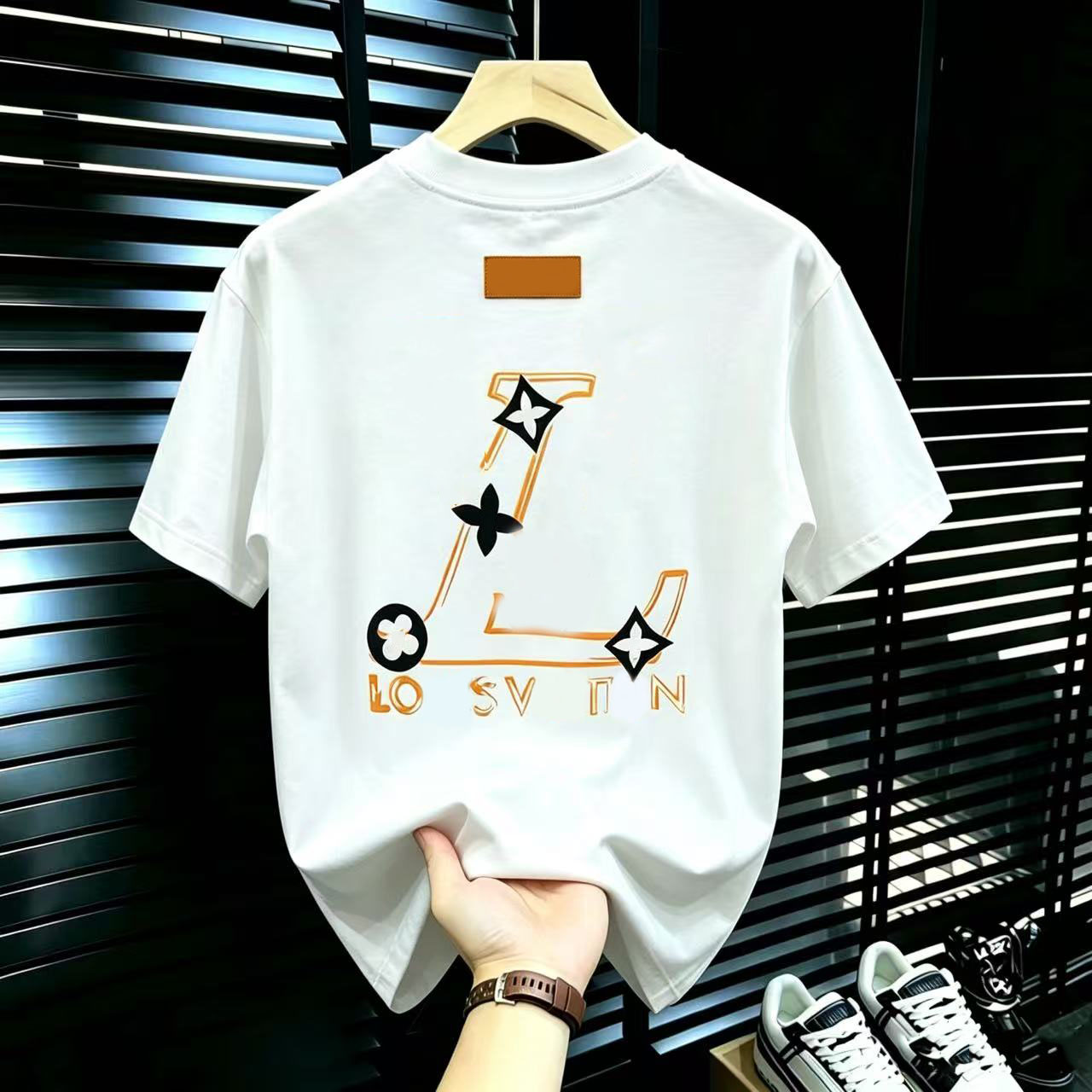 Heren-T-shirts Graffiti-T-shirt voor heren, groot patroon, puur katoenen overhemd met ronde hals en korte mouwen, los, casual zomershirt in hiphop-s
