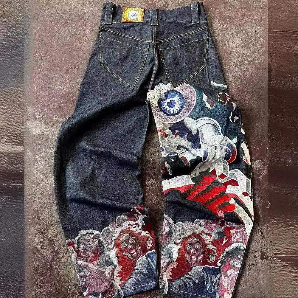 Men Jeans Men's Vintage Street Style Hip Hop Gothic Baggy Jeans Y2k Loose trousers Denim Pants