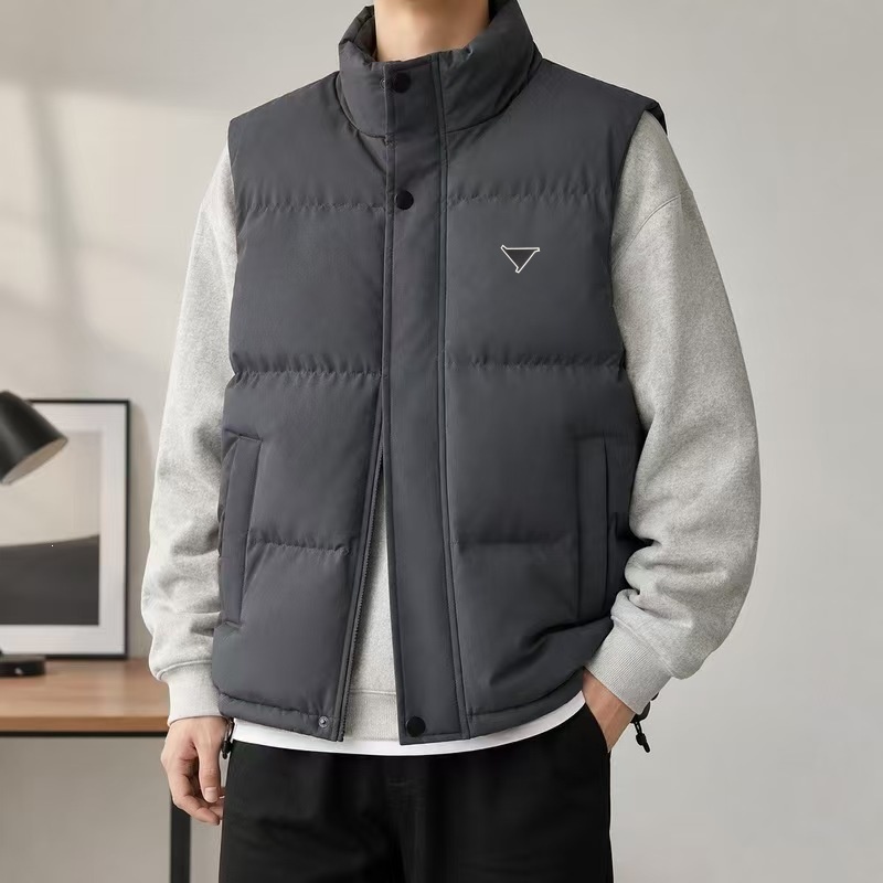 Fashion designer men's vest zipper button letter embroidery parka coat autumn and winter parka down cotton coat warm jacket
