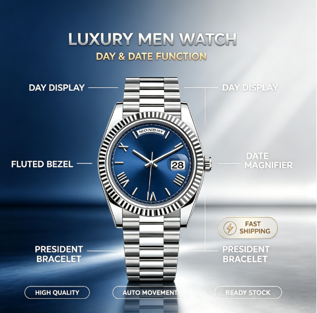 watch watches watches men high-end luxury high-quality Wall Clocks Super Silent Luxury Tonneau Dial TileMetal Modern Designer Business Casual Pre