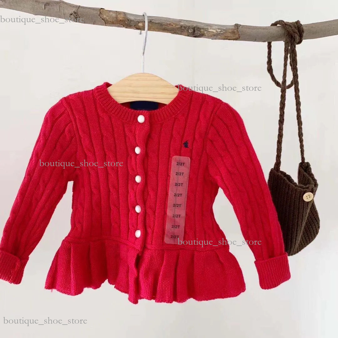 Classic Knitted Cardigan Girls Coat Kids Designer Clothes Autumn Winter Sweaters Baby Kid Knit Shirts Outerwear Ruffled Jacket Children