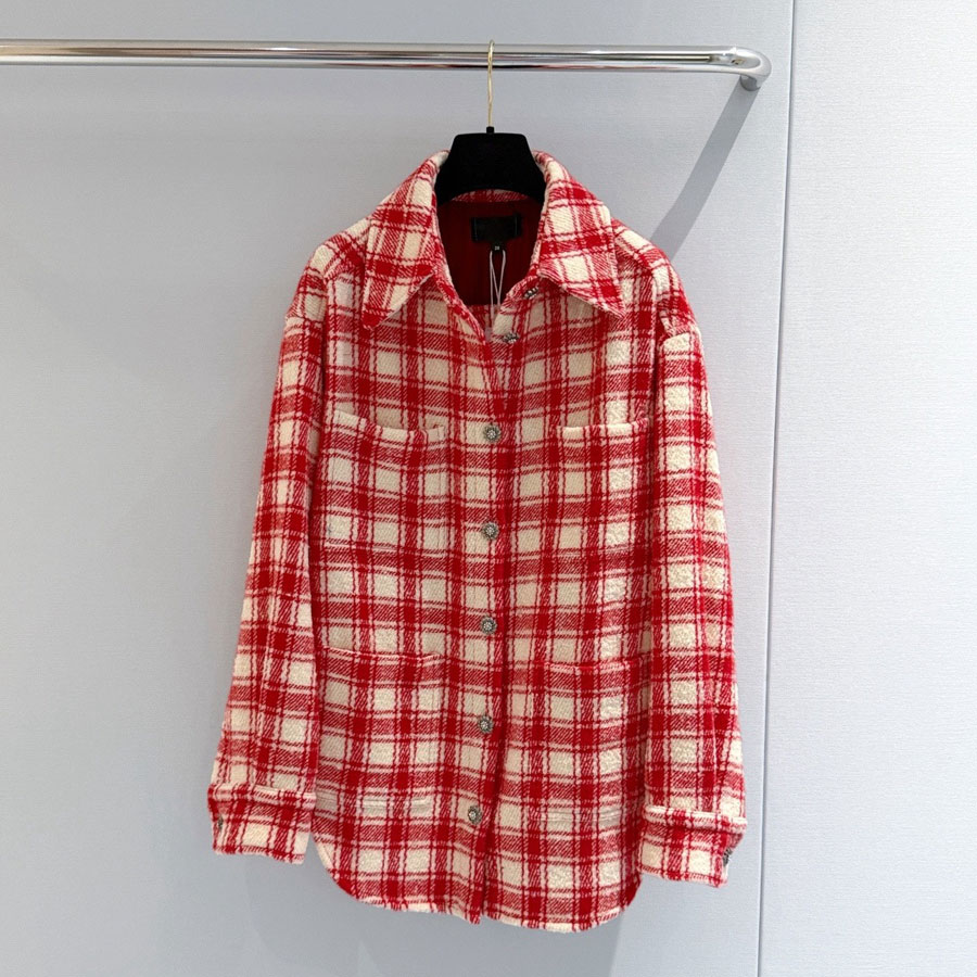 Top quality Fashion new Striped Casual high end women's jacket Long-sleeved shirt classic Windbreaker jacket pockets Tweed coat womens Trend st