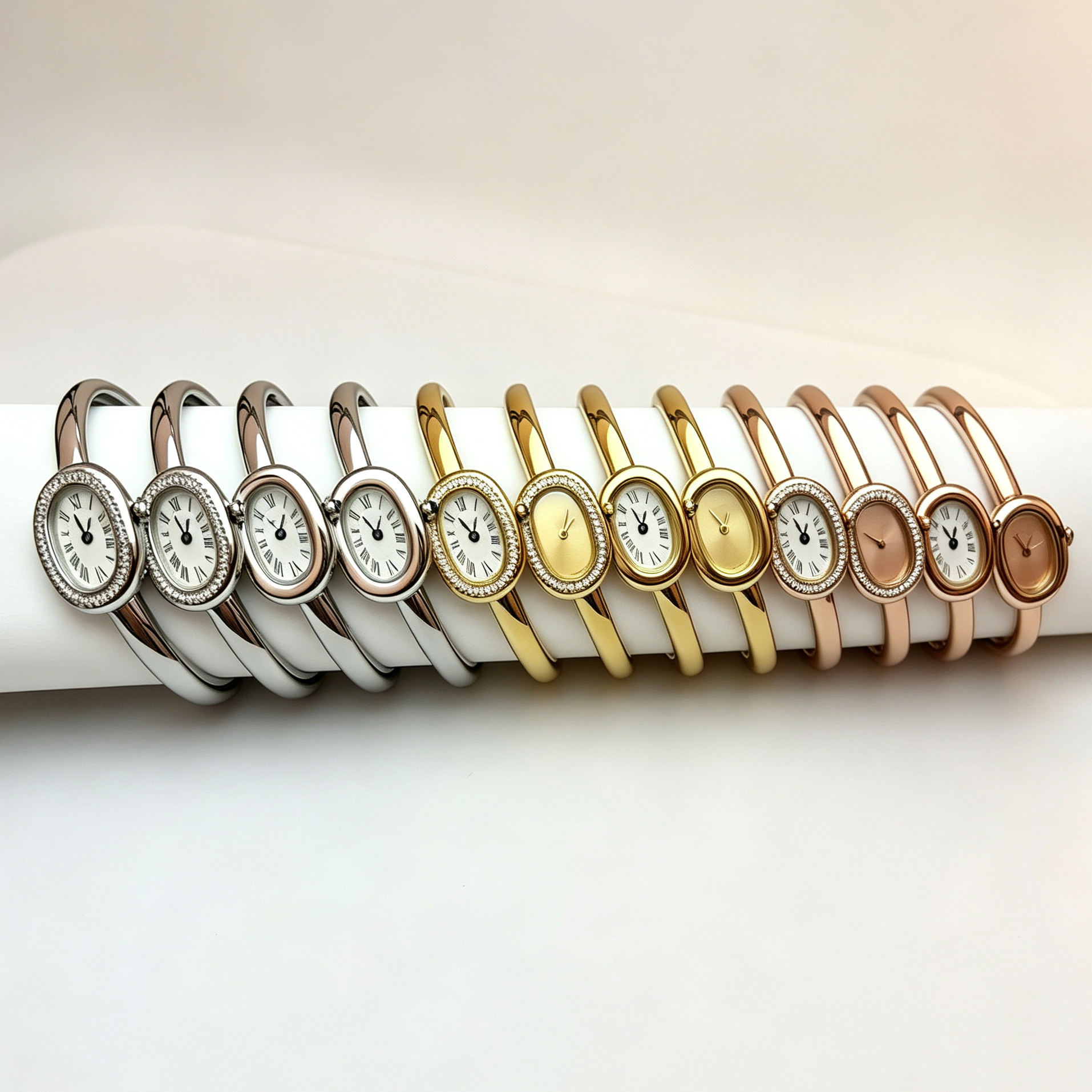 Watch Fashion Luxury Diamond Women Bracelet Designer Rose Gold Stainless Steel leather Strap Original Quartz Movement Ladies Oval Watch reloj