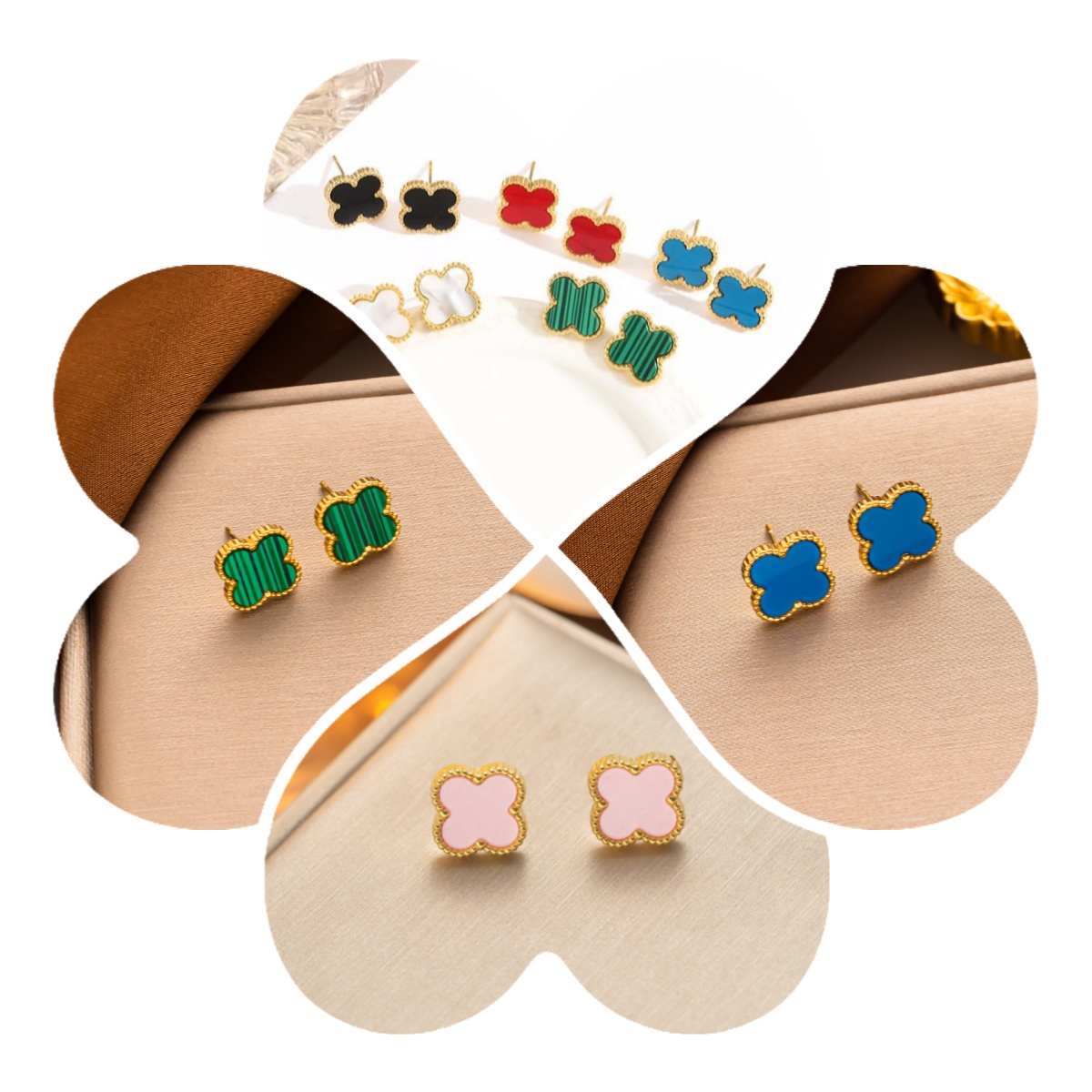 Wholesale And Retail Classic Designer Earrings Four Leaf Clover Charm Stud Earrings Elegant Women wedding Jewelry Accessories Gift