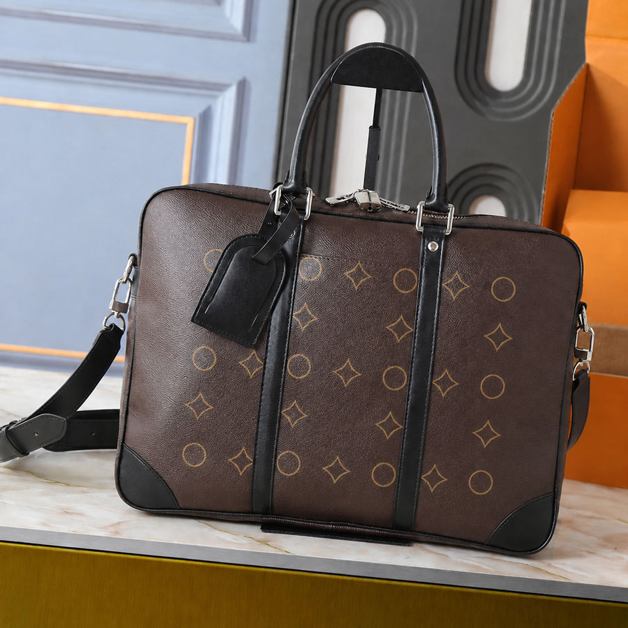 Designer Briefcases Bags For Mens Womens Double Layered Casual Large Capacity Computer Handbag Woven Shoulder Bag Travel Multifunctional Computer Br