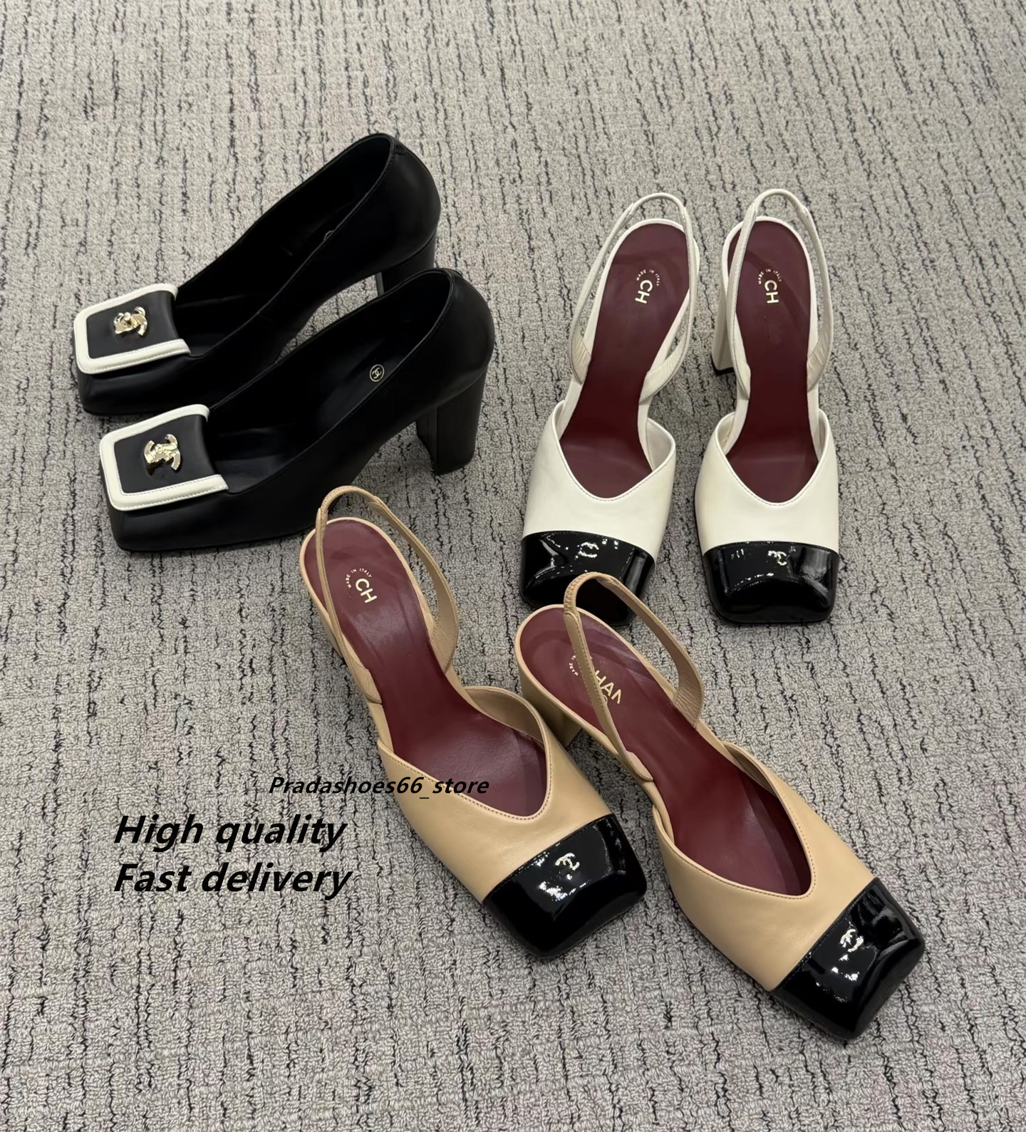 2026 Paris Designer Chunky Heel Slides Summer Sandals Classic Women Slippers Dway Beach quilted low heels Slide cc Sandals cha High Heel Dress h Sho