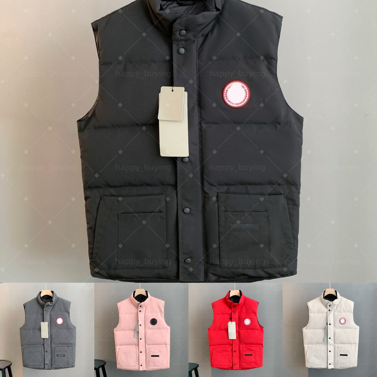 Canada down Classics Designer Vest Body Warmer Gilet Jacket Men Stand Collar Zipper Button Letters Embroidery Casual Slim White Duck Down Winter
