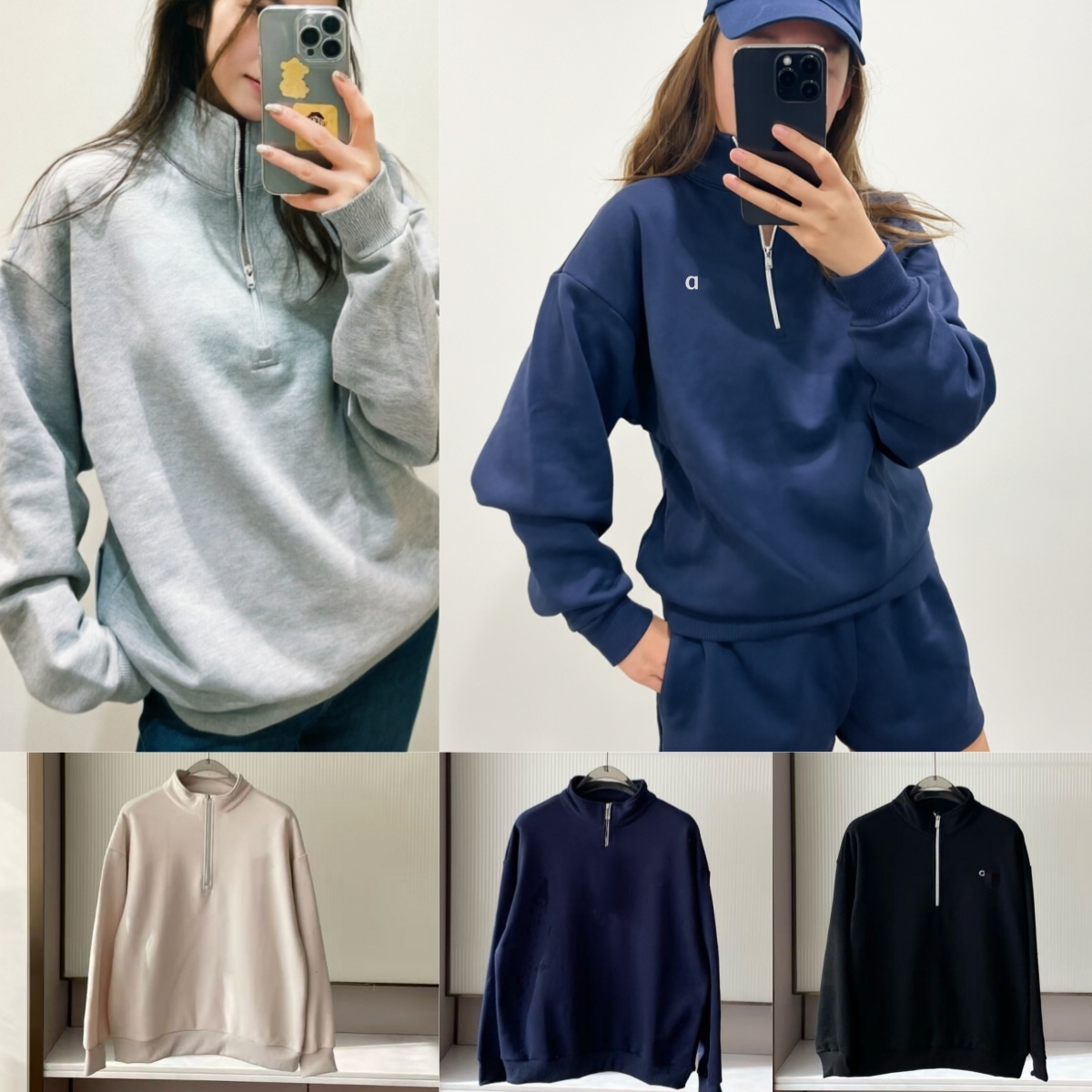 5A Unisex 3D Silver Round Neck Half-Zip Quarter Zip Sportswear Top Easy Fit Long Sleeve Pullover Men Top Women Sweatshirts A2757