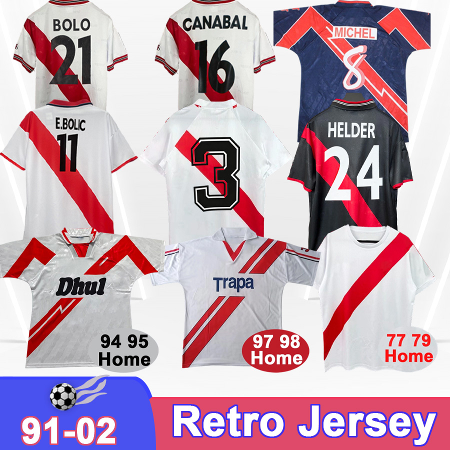2001 2002 Rayo Vallecano Mens Retro Soccer Jerseys 1977 1998 MICHEL ARTEAGA E.BOLIC Home White Red Football Shirt Short Sleeve Vintage Uniforms