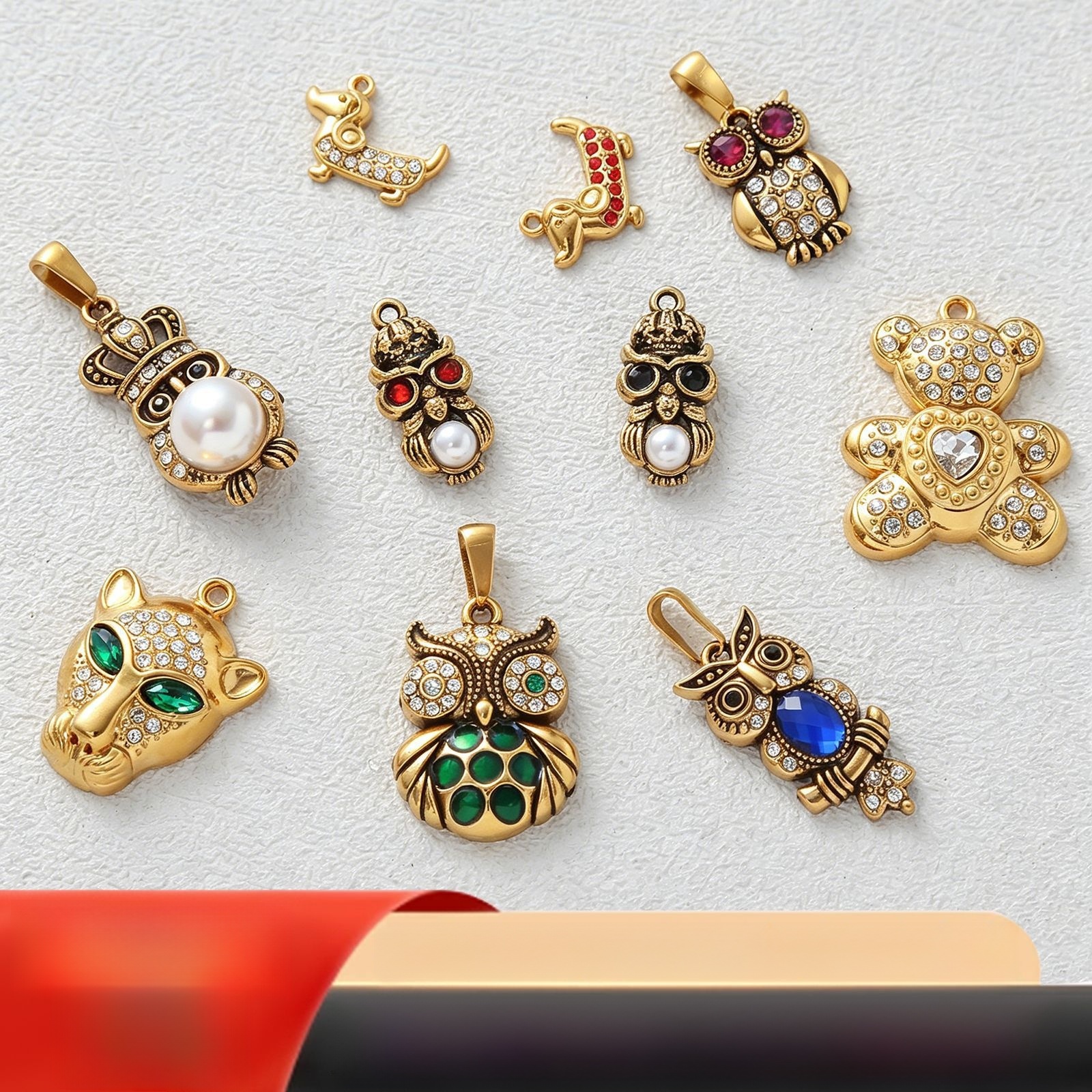 Breloques à la mode pour bracelets, série d'animaux, mignon, chiot, hibou, ours, pendentif unique, accessoires de collier à faire soi-même, vente
