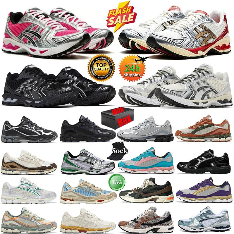Avec Box Designer Hommes Femmes Gels NYC 1130 Chaussures de course K14 Baskets Rose Glow Sier Crème Noir Blanc Rouge Vert Orange Gris Sports Homm