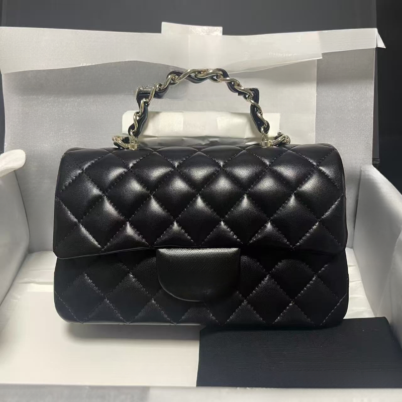 Mirror Quality Designer Bag Mini Bag Flap Bag Top Handle Tweed Bag Genuine Leather Women Metal Chain Bag Luxury Clutch Bag Caviar Shoulder Bag Cross