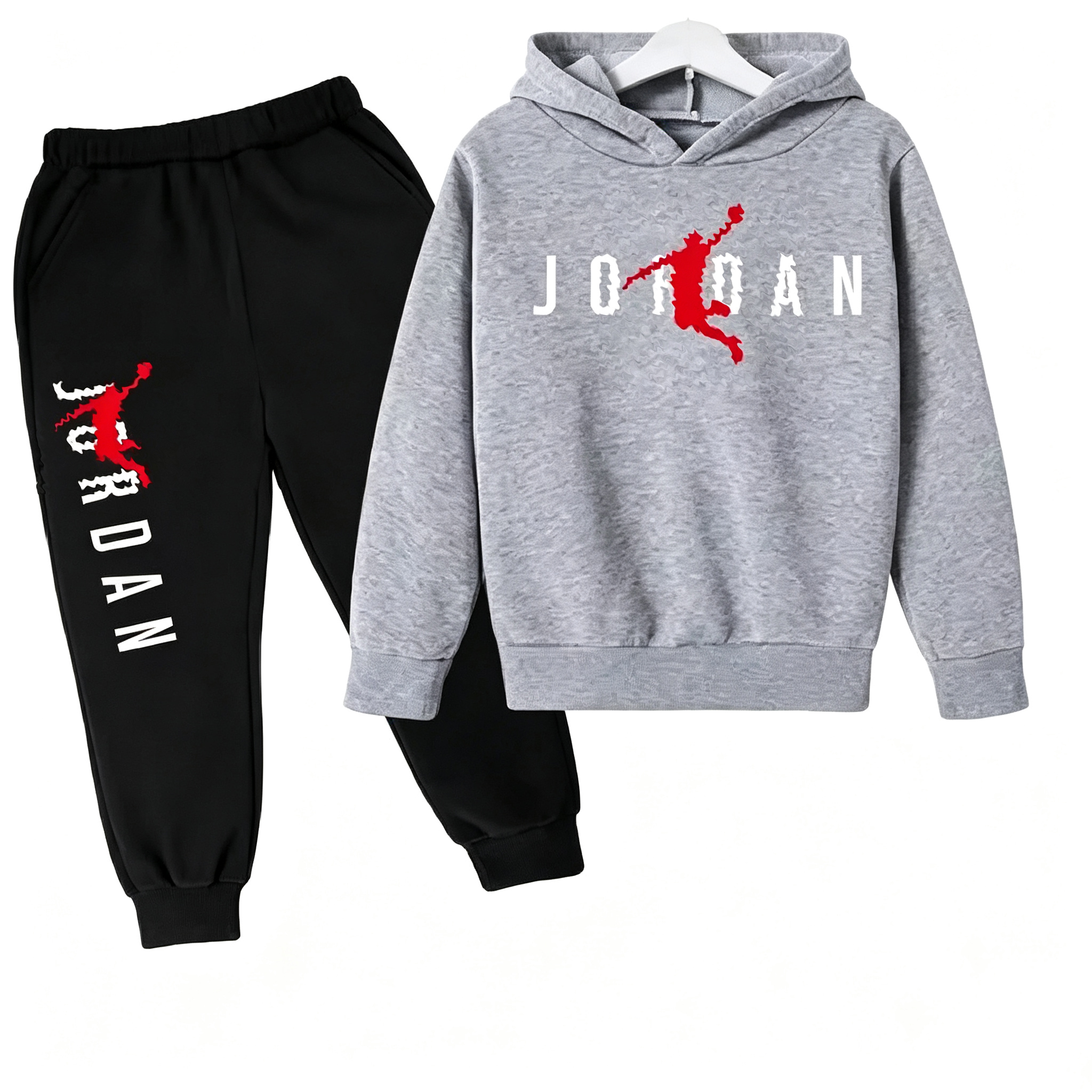 Kids Hoodie Pants 2Pcs Outfit Set Boys Girls Fashion Cartoon Print Sweatshirt Jogger Suit Autumn Winter Warm Sportswear 4-14 Years