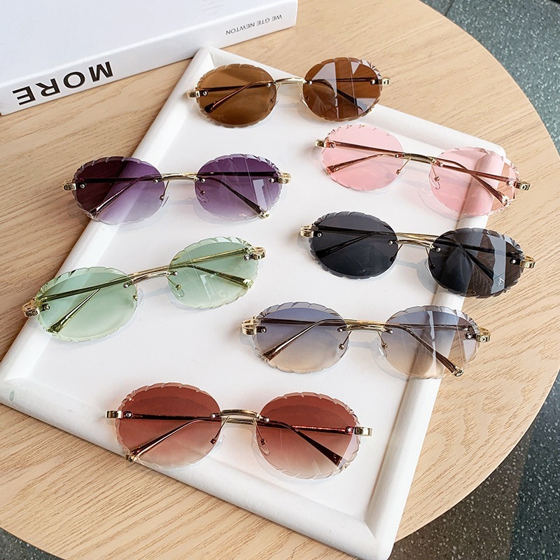 Designer Luxury Brand&# 039 Sunglasses D Brand's New Trendy Oval Cut-edge With Lace Trim Frameless Sunglasses Cross-border Ins Sunglasses