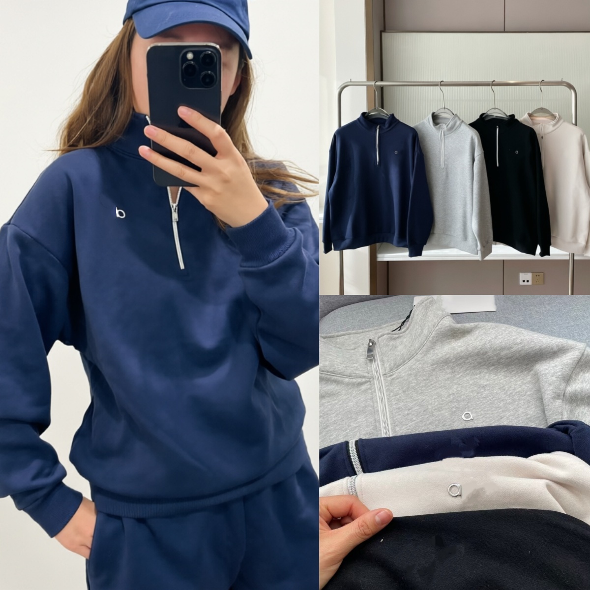 A2757 unisexe 3D argent col rond demi-zip quart de fermeture éclair vêtements de sport haut facile à ajuster à manches longues pull hommes haut f