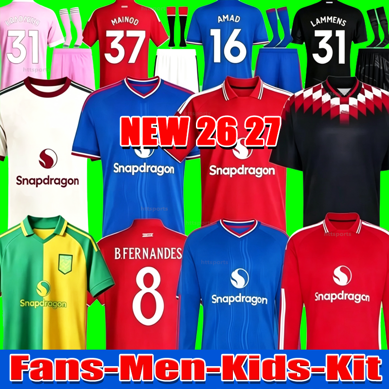 26 27 Zirkzee MBEUMO SESKO Jersey de football B. Fernandes Garnacho Hojlun 2026 Mont Mazraoui Ugarte Amad Yoro Dalot Cunha Cantona Kit de footbal