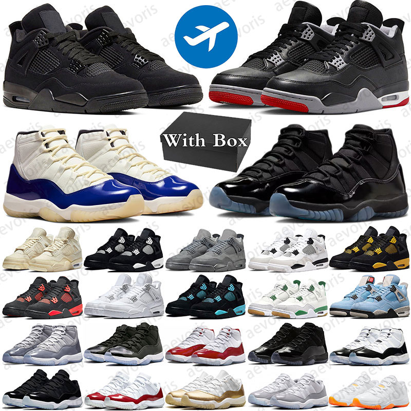 with box 4 11 designer basketball shoes sneakers mens trainers Military Black Cat 4s Gamma Blue 11s Cherry Fire Red womens sports outdoor shoe