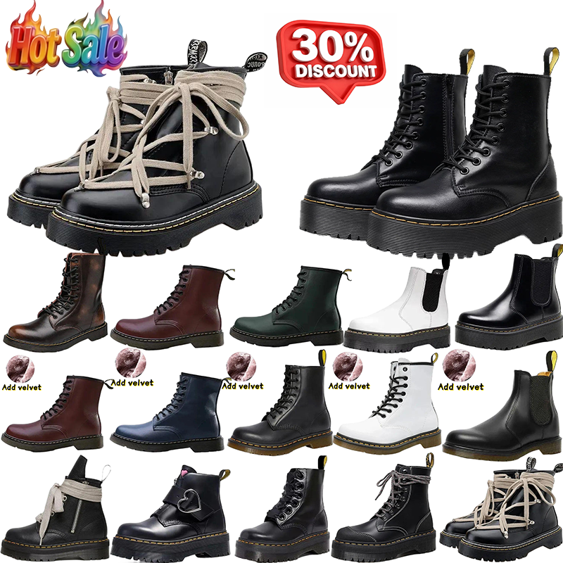 Doctor marten designer boots for men women Chelsea Boots luxury triple black white classic ankle short booties winter snow add velvet outdoor warm s
