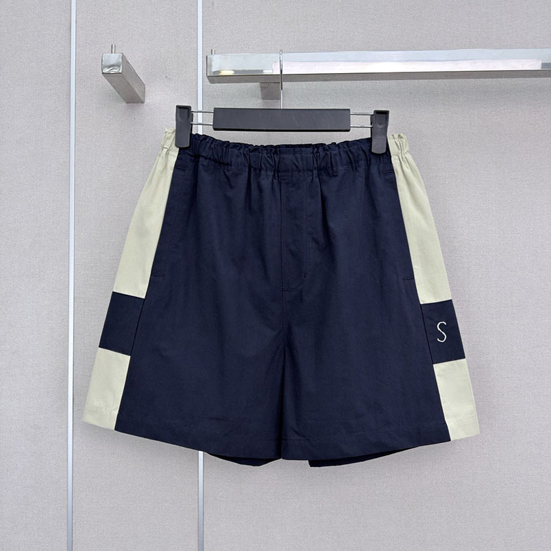 Designer Women Casual Short Pants Contrast Color Elastic High Waist Relaxed Wide Leg Shorts Summer Embroidered Athletic Core Classic Bottom Trousers