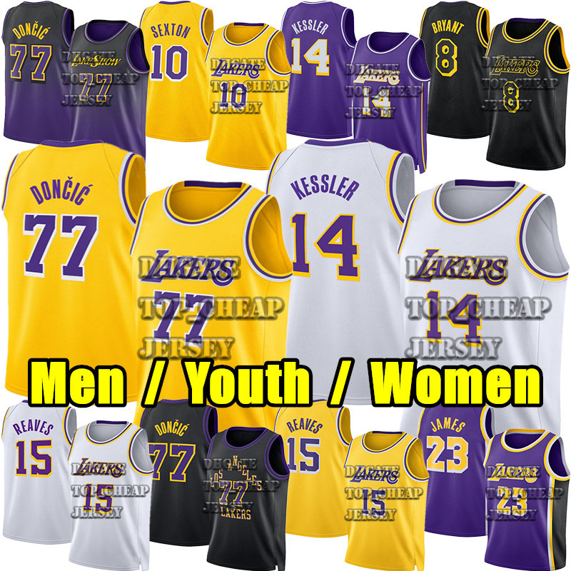 Lakerss Basketball Jersey Los Angeles Jersey Luka Doncic LeBron James Walker Kessler Austin Reaves Collin Sexton Bryant Cameron Carr Hardy Quentin G