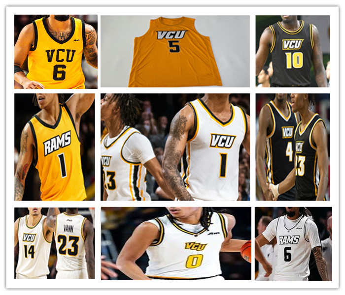 Maillot de basket-ball universitaire Terrence Hill Jr. VCU Lazar Djokovic Jadrian Tracey Nyk Lewis Brandon Jennings Michael Belle Bones Hyland 4X