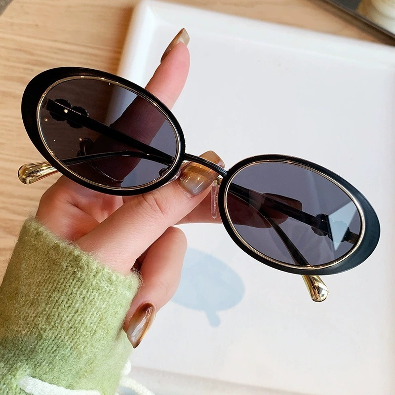 Designer Luxury Brand&# 039 Sunglasses New Stylish Metal Retro Oval Small-frame Sunglasses Trendy And Versatile For Casual Street Photography With S