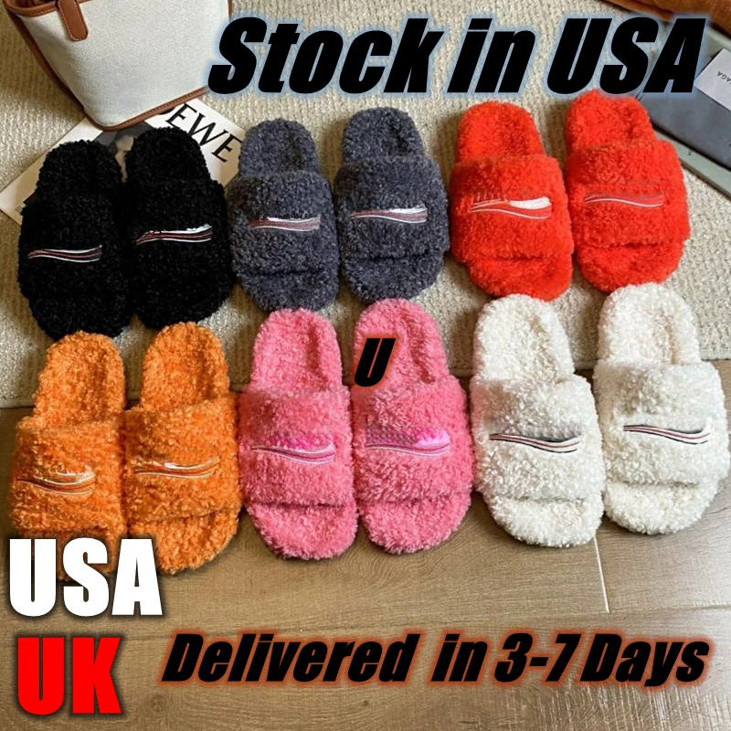2026 Diapositives de luxe Paris Designer Hommes Femmes Pantoufles Dames Laine Fourrure d'hiver Fluffy Furry Lettres chaudes Sandales Confortables