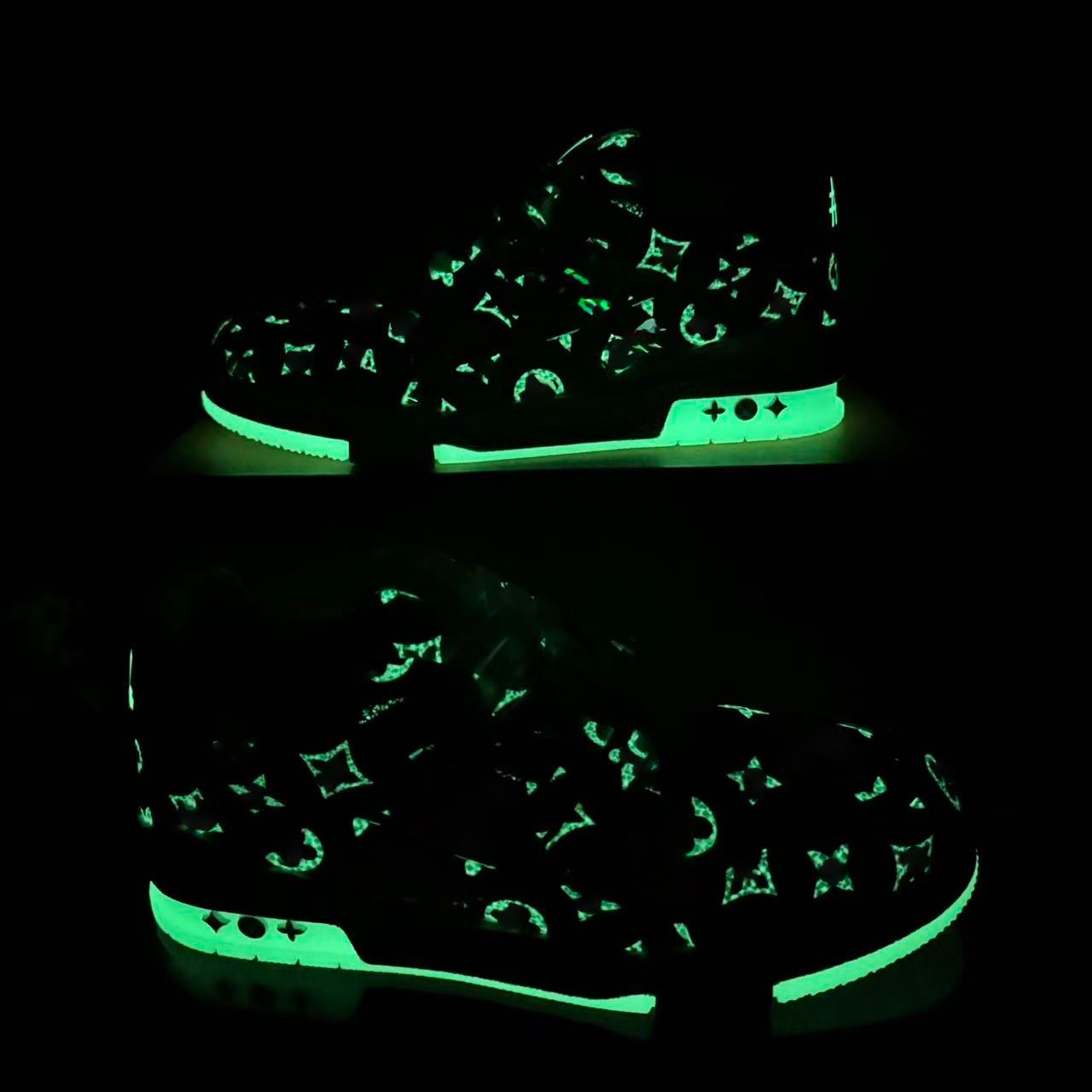 glow in the dark monogram vuurvlieg print trainer sneaker designer p9 clubschoenen 1AKR9S kalfsleer veterschoenen basketbal heren dames casual stree