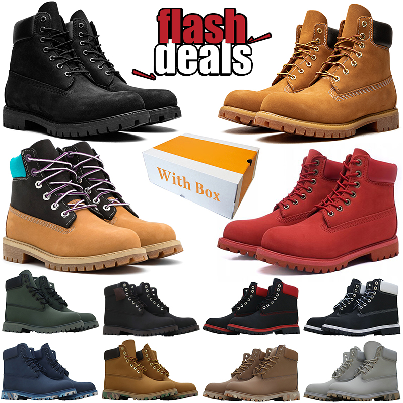 With box designer boots mens womens shoes classic 6 premium booties wheat black autumn winter bottes heel botte sneakers luxury ankle vintage boot 3