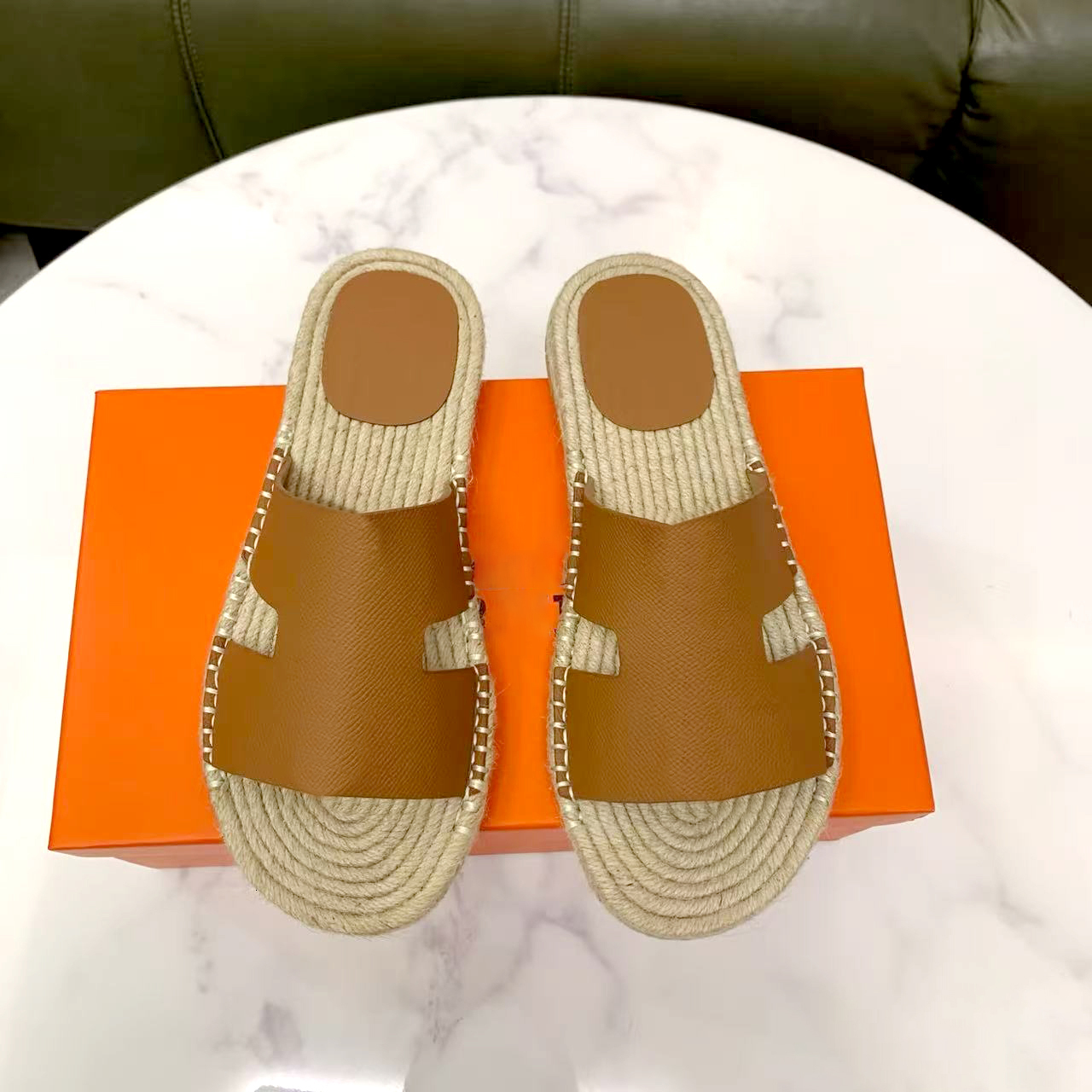 Top quality Espadrille Sandals Designer slippers fisherman Beach pool shoe casual Home orange ran Mules travel 10a Men sandale Straw weave Suede Sum