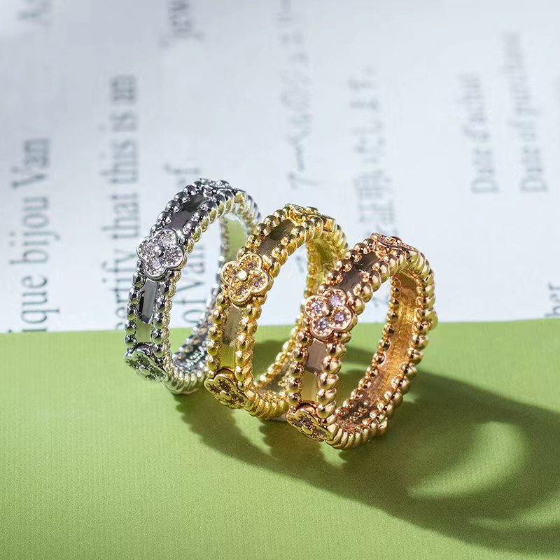 Bague trèfle de marque de styliste pour femmes, édition étroite, paire de kaléidoscope, cadeau de saint valentin, bijoux de luxe
