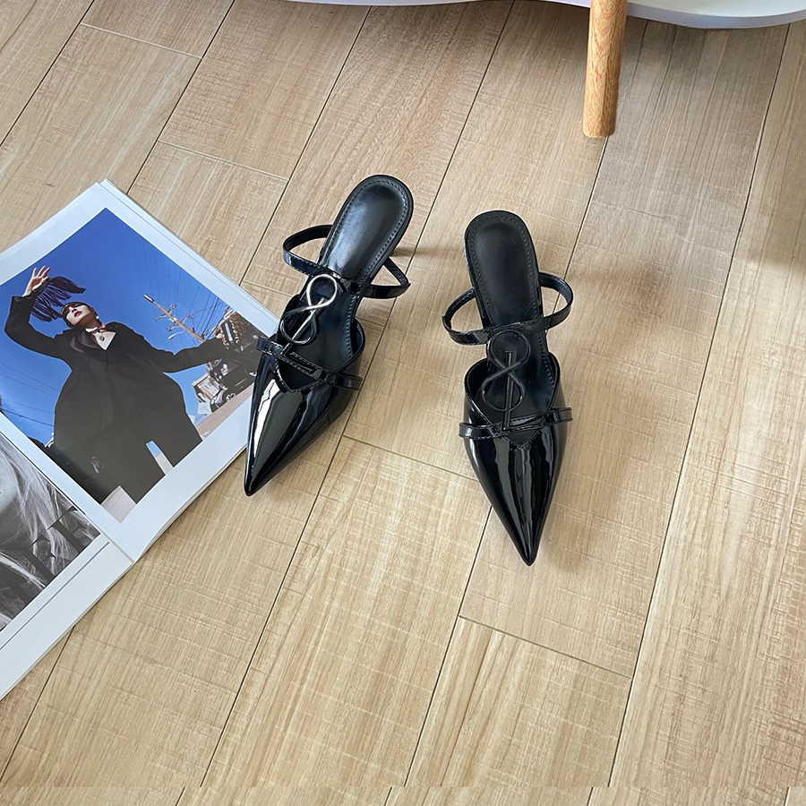 Pantoufles de créateurs pour femmes, pantoufles à talons hauts, pantoufles classiques avec lettres, chaussures décontractées, chaussures à carrea