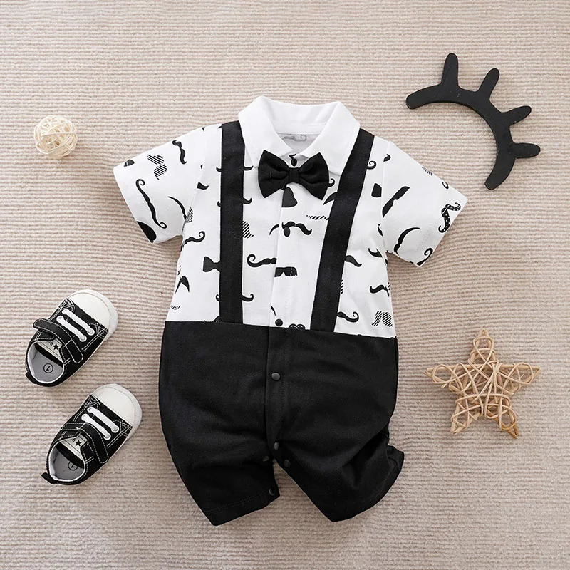 Baby Boy Outfit Clothing Summer Toddler Infant Costume Romper Jumpsuit Print Clothes 100% Cotton Short Sleeve Comfortable 260825