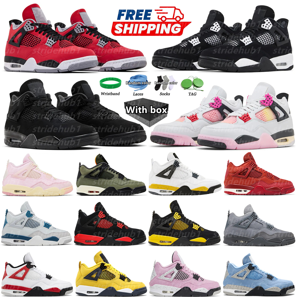 Original Box 4 Birds of Paradise Basketball Shoes 4s Pearl Pink Iced Carmine J4 Sneakers women men woman Black Cat 2025 Sail Red Thunder White Oreos