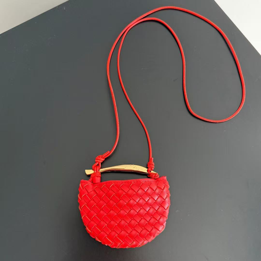 Designer Woven Miniature Sardine Bag Charm Mini Wallet Handbag Luxury Women Coin Purse Leather Shoulder Crossbody Bag Purse