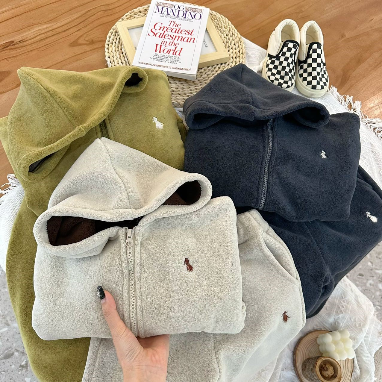 Winter New Children's Hooded Boys Girls Zipper Jacket Pants 2-Piece Set Thickened Fleece Warm