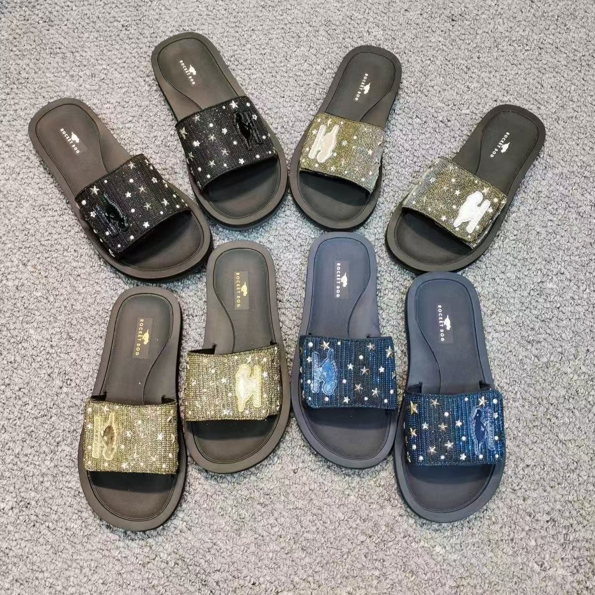 1 1 Designer slide sandal slipper 10a mirror quality Rocket Dog Classis Mule Outdoor sandale Soft Fashion women luxury Star sequins Beach pool Home