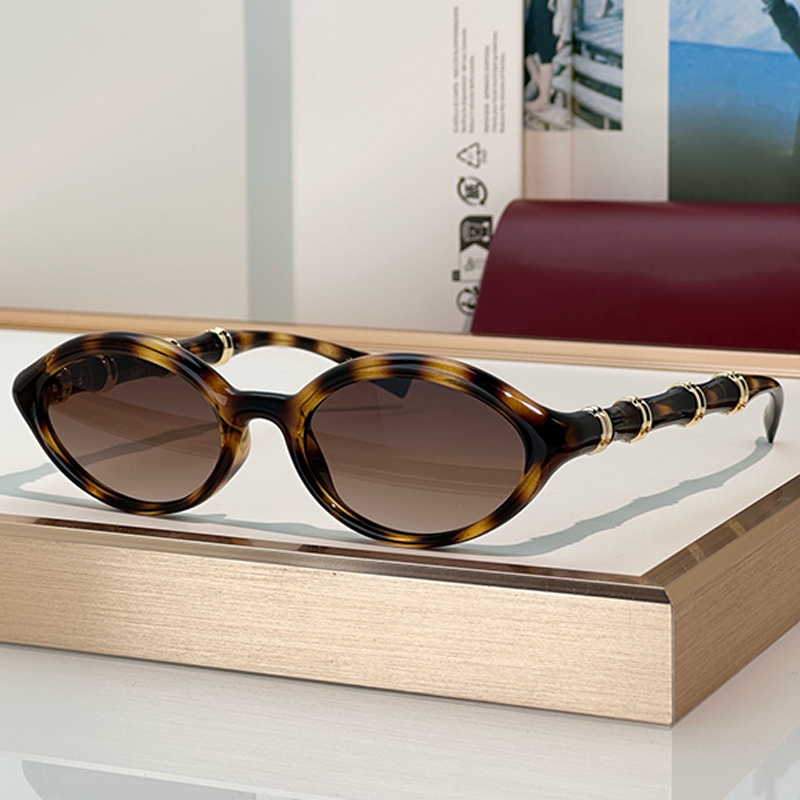 Houses Luxury Oval Sunglasses 2059S Fashion designer acetate tortoiseshell frame Metal decorative bamboo pattern With box