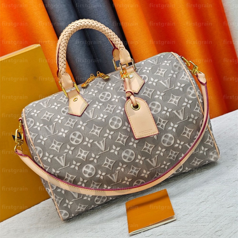 Real cowhide Speedyity Soft 30 Boston Bag Womens shoulder crossbody bag designer handbag mirror quality luxury Pillow Bag Monogram Embleme Weaving h