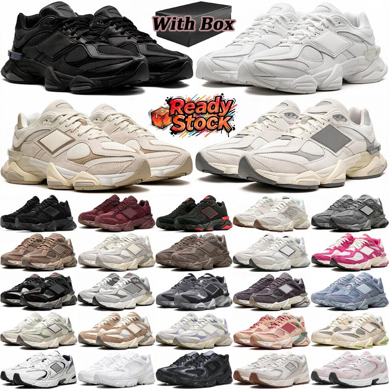 free shipping with box designer 9060 running shoes men women triple black suede leather white brown d h gate mens trainers outdoor sports sneakers c