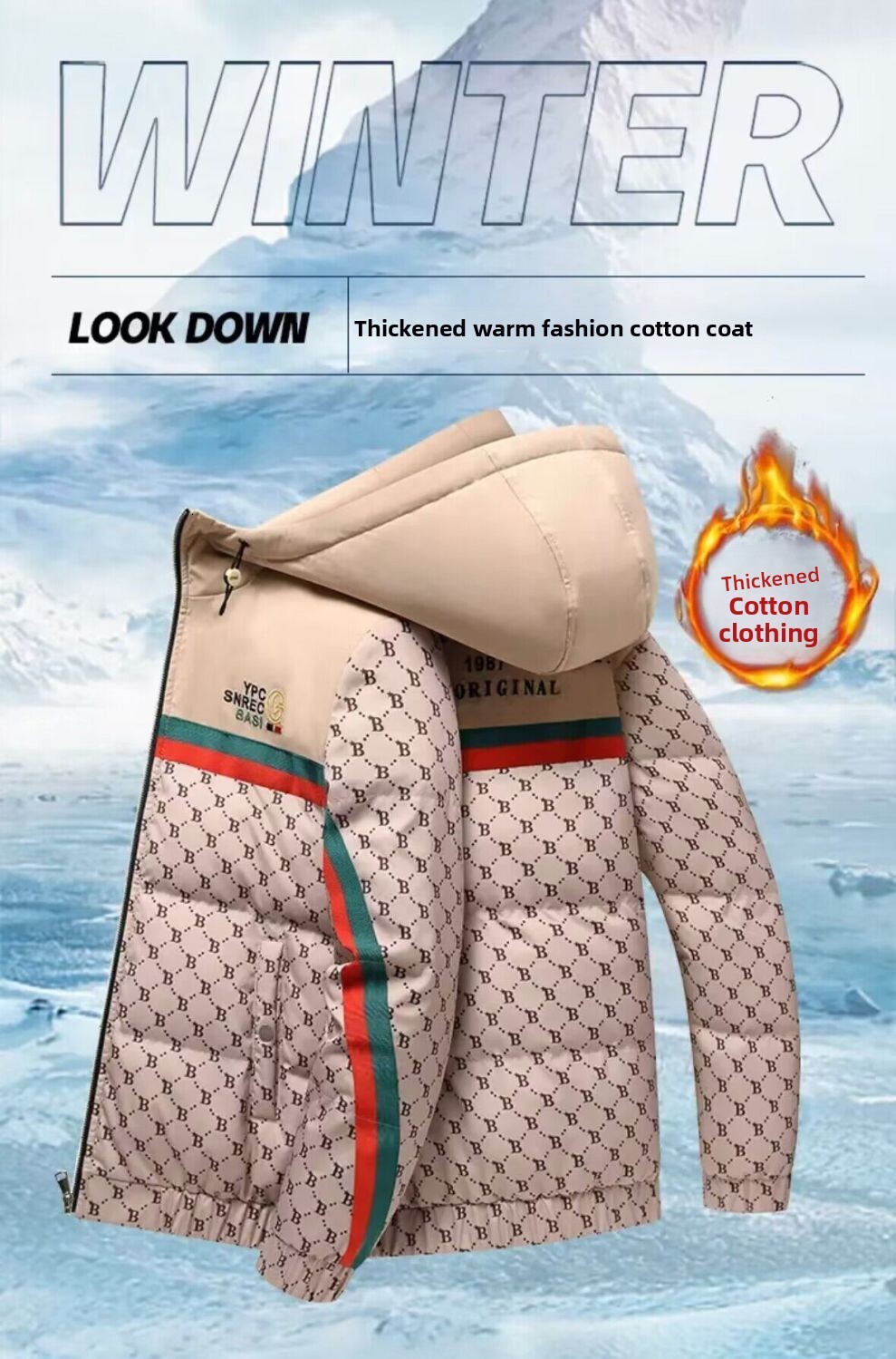 New DesignMen 's Down Jacket, Winter Thickened Warm Korean Style Trendy Brand Embroidered Versatile Cotton Coat, Available In Various Thickness