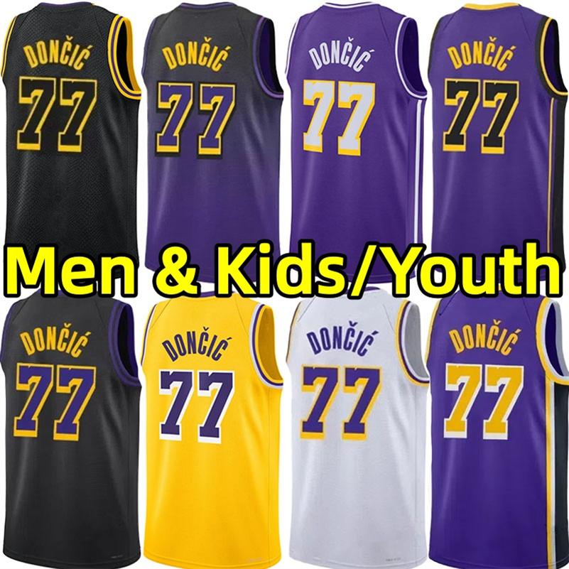 Stitched Luka Doncic Jersey Lakerr Basketball Jerseys Men Kids Youth City Yellow white vest adult children embroidery