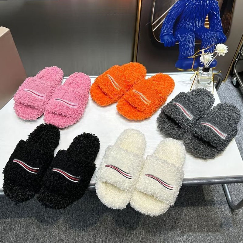 Women Fur Slides Furry Slippers Designer Mules Fall Winter Homewear Slide Men Footwear Paris Luxury Comfortable Fuzzy Flip Flop Fluffy Wool plush sl