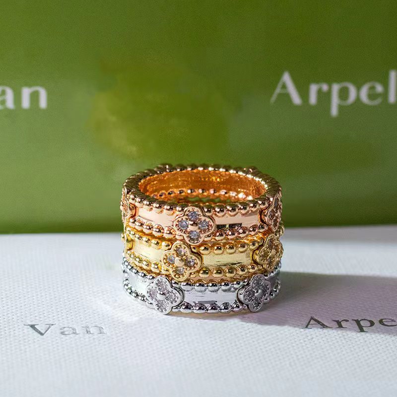 Bague kaléidoscope trèfle pour femmes, en or 18 carats, Design étroit, bijoux de haute qualité pour un usage quotidien, nouvelle collection