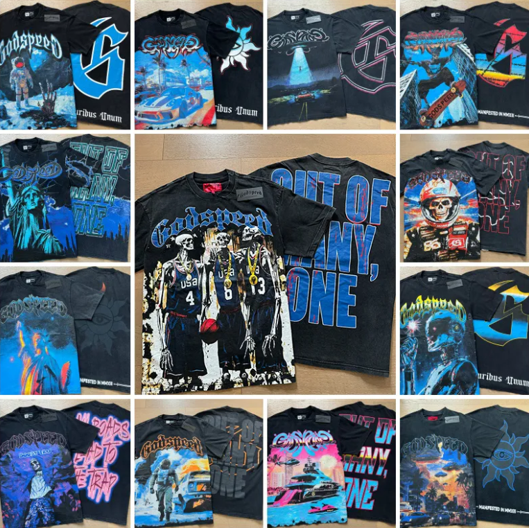 Haute qualité Dieu chemise designer t-shirt classique t-shirts graphiques chemise pour hommes Vintage imprimé crâne à manches courtes eau de lava