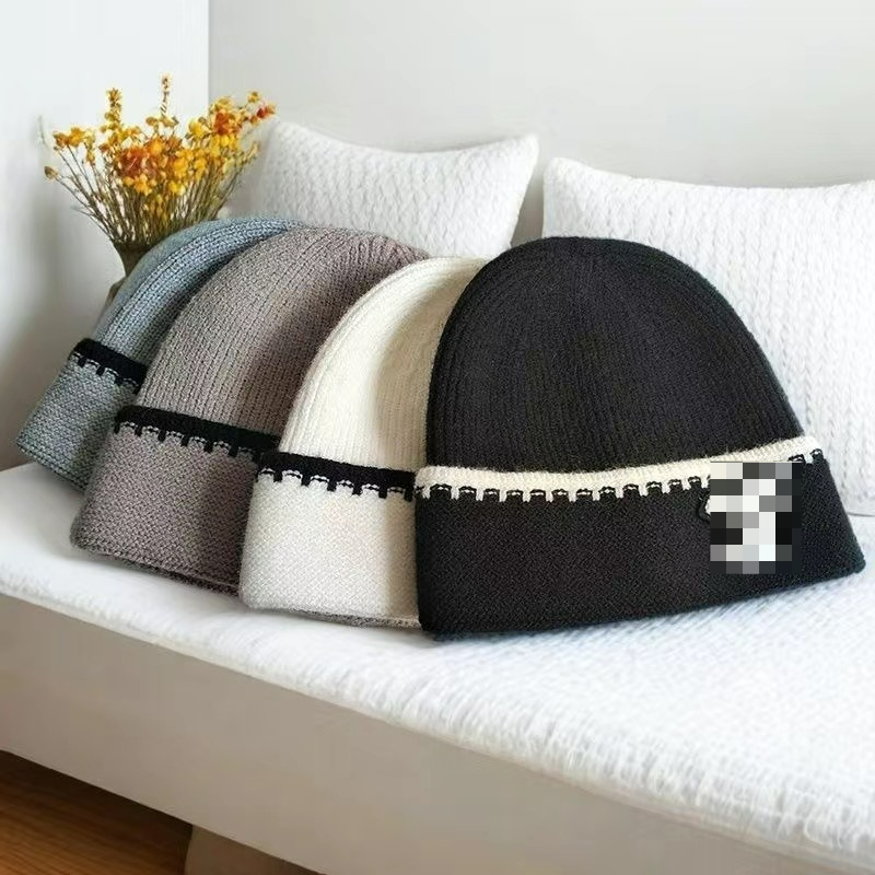 Chapeau en laine tricoté, nouveau Style, double couleur, polyvalent, chaud et à la mode, hiver automne I